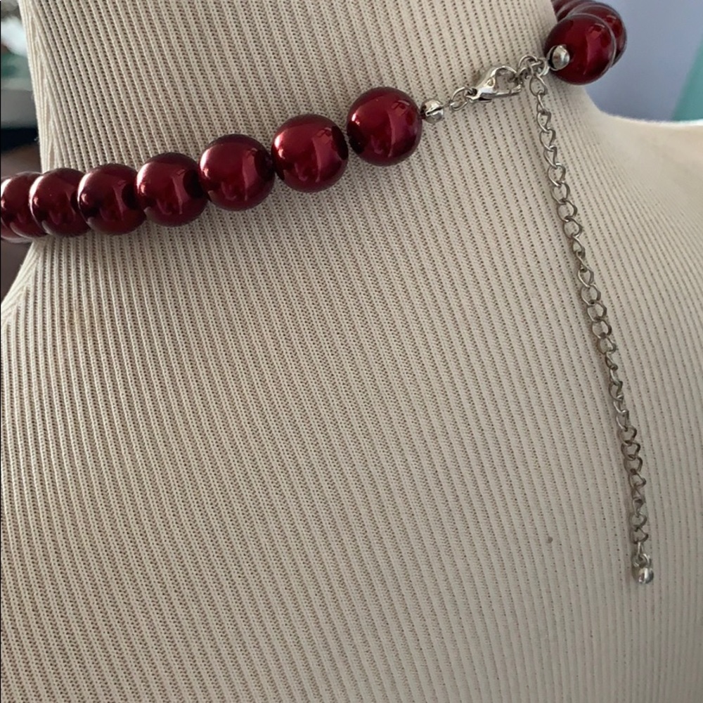 Bead necklace with main cubic zirconia diamond - Picture 3 of 3